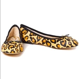 SAM EDELMAN Felicia leopard-print calf hair ballet flats